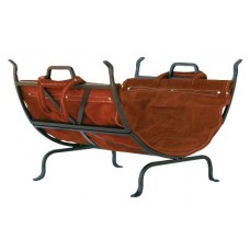 Olde World Iron Log Holder With Suede Leather Carrier - B00B3LN5TS